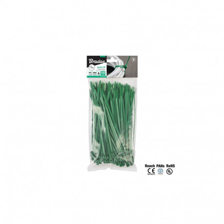 Releasable cable ties 4,8 x 200mm GREEN, 100pcs