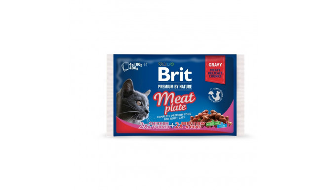 Brit Premium Meat Plate multipakk märgtoit kassidele 4x100g