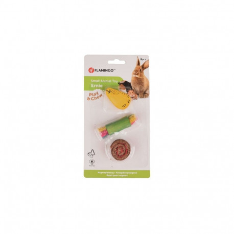 Flamingo rodent toy Ernie in a pack of 3pcs