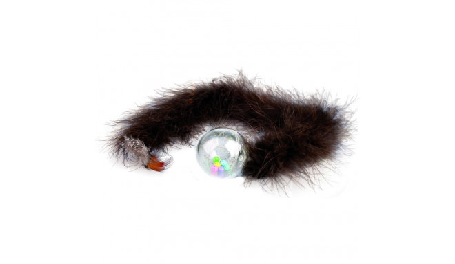Flamingo cat toy rattle ball with boa tail