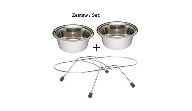 Barry King 2x metal bowls on stand 0.9L