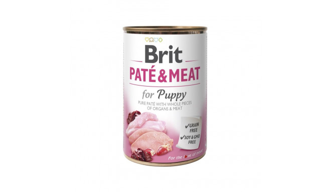 Brit Care Chicken & Turkey Paté & Meat canned food for puppies 400g