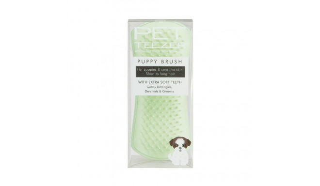 Pet Teezer green grooming brush for puppies