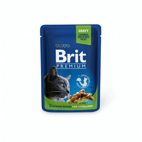 Brit Premium Chicken Slices for Sterilised wet cat food 100g