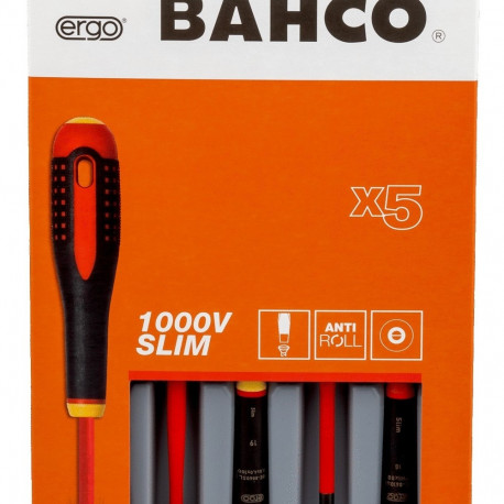 Elektriku kruvikeerajate komplekt ERGO™ slim 5 osa - PH1/2  SL3,0/4,0/5,5 - 1000V VDE