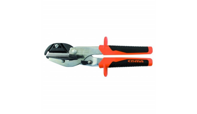Mitre shear for plastic profile cutting at variable corners and angles