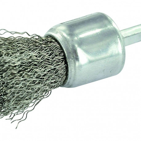 Wheel brush for drill, crimped INOX wire 0,3mm, Ø24mm, shank 1/4" HEX