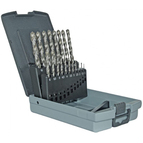 Metallipuuride komplekt 1-10mm, HSS, üleni lihvitud, 19 puuri, T-Line
