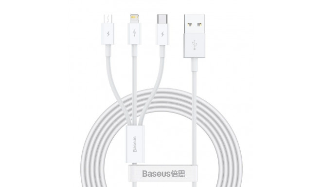 Baseus Superior 3in1 USB Cable - Lightning / USB Type C / Micro USB 3.5 A 1.5 m White (CAMLTYS-02)