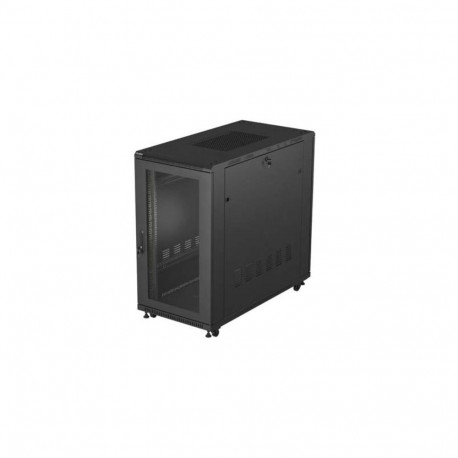 19" 22U 600x1200 black floor-standing rack cabinet with perforated doors (flat pack)