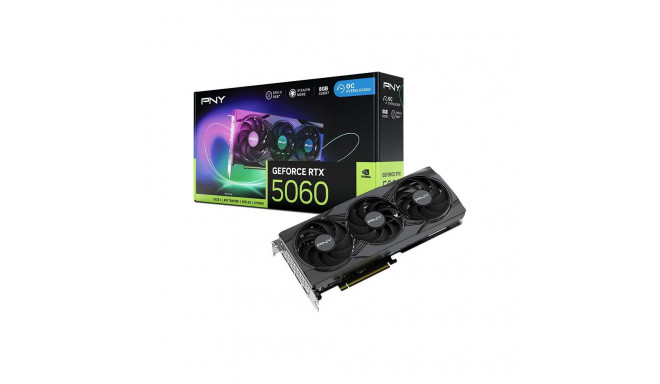 PNY GeForce RTX 5060 Epic-X RGB ülekiirendatud kolmekordse ventilaatoriga 8GB GDDR7 DLSS4 graafikaka