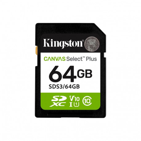 Kingston Canvas Select Plus | 64 GB | SD | Flash memory class Class 10, UHS-I, U1/U3, Video Class 10