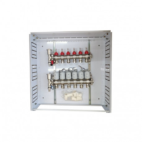 Heating Manifold 6 Loops with Thermal Actuators NC AC230V and Flow Meters