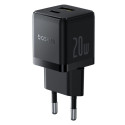Baseus Palm USB und USB-C Ladegerät 20W EU Schwarz