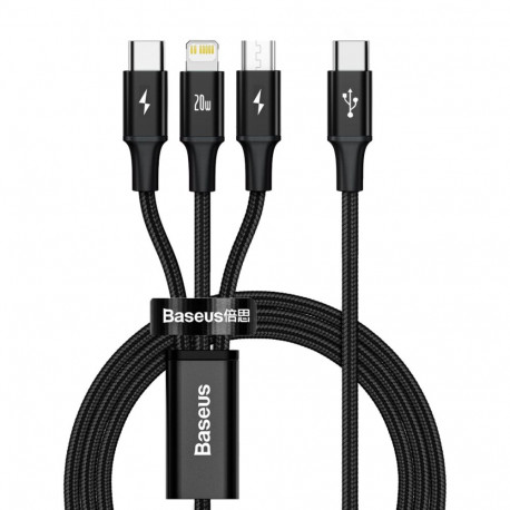 Baseus Rapid Series 3-ühes USB Type-C kaabel PD 20W 1.5m