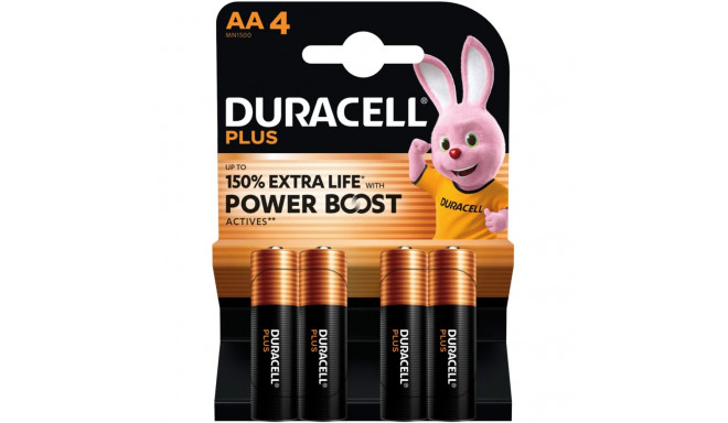 1x4 Duracell Plus Power Boost Mignon MN1500 AA LR6 1,5V patarei
