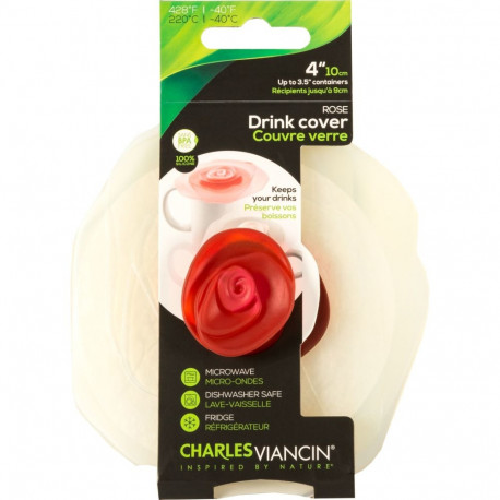 Charles Viancin ROSE 11,5 cm 2 silikoonist joogikaaned valge/punane