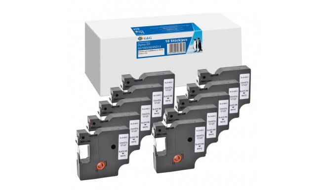 10x G&G Schriftband 12mm x 7m sw Komp m. Dymo D1/ 45013/ S0720530