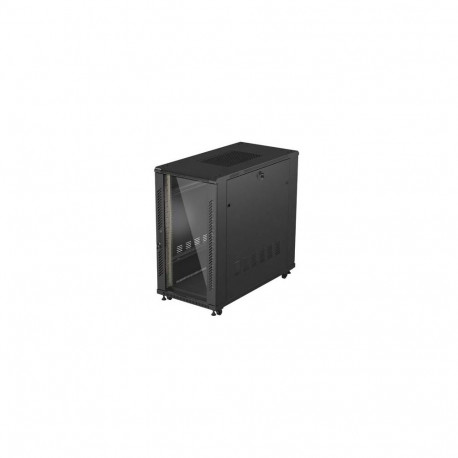 RACK CABINET 19" FREE-STANDING 22U/600X1200 (FLAT PACK) WITH GLASS DOOR BLACK LANBERG