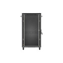 RACK CABINET 19" FREE-STANDING 22U/600X1000 (FLAT PACK) WITH GLASS DOOR BLACK LANBERG