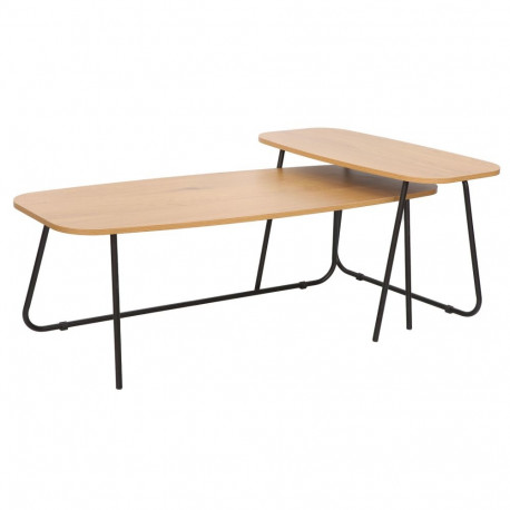 Coffee table DUO 2pcs 120x48xH40cm, 75x40xH48cm, ash/black