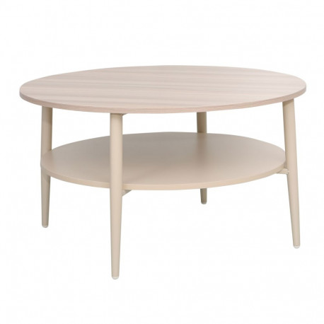 Coffee table LESTER 80x80xH45cm, light wood/beige
