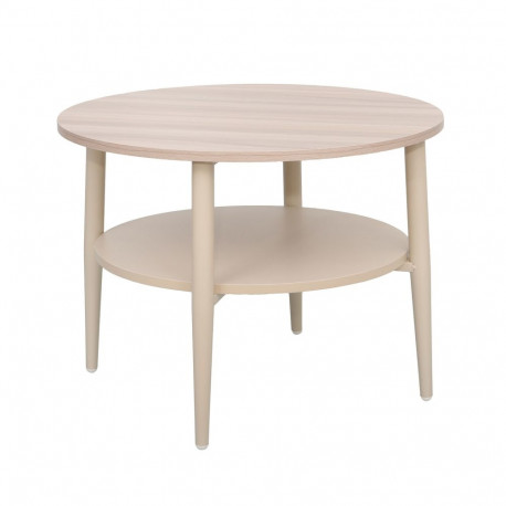 Coffee table LESTER 60x60xH45cm, light wood/beige