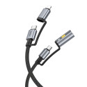 Cable All-in-one USB C / Lightning to USB C / Cigarette lighter Hoco PD 3A 60W 1,2 m U138 grey Cable All-in-one USB C / Lightning to USB C / Cigarette lighter Hoco PD 3A 60W 1,2 m U138 grey