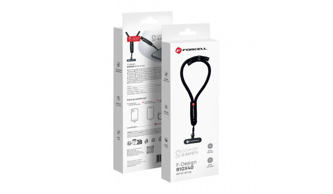 FORCELL F-DESIGN R10X40 wrist phone lanyard with adjustable length (max 20cm in the loop) black