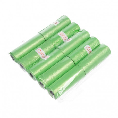 Plastic bags for dog excrement 10 rolls green