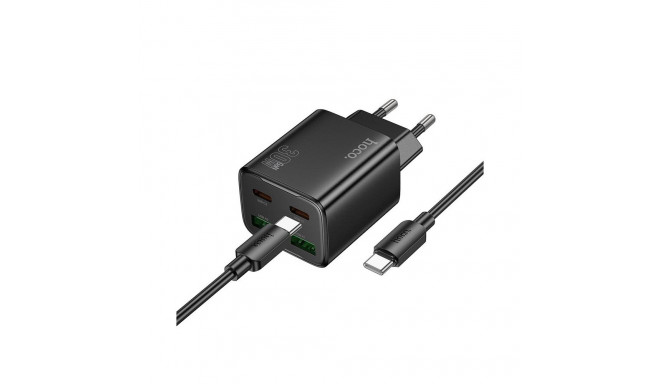 HOCO charger 2 x Type C + 2 x USB A + cable Type C to Type C PD QC3.0 3A 30W N56 black