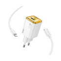 HOCO wall charger USB A + Type C + cable Type C to Lightning PD QC3.0 3A 20W N52 white