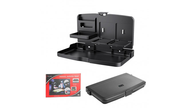 Foldable car table with compartments black