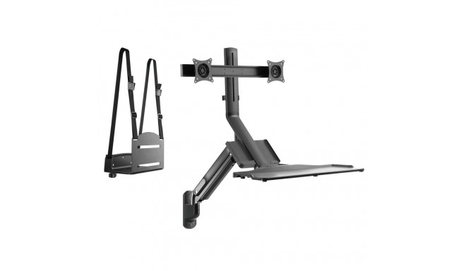 Maclean kahe monitori seinakinnitus ja klaviatuur, gaasvedruga arvutikinnitus, 17"~27" monitoridele,