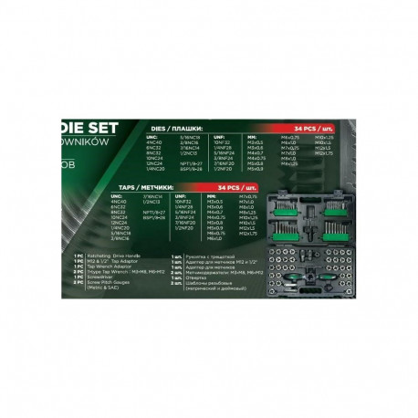 ROCKFORCE 76-osaline keermestuskomplekt M3-M12