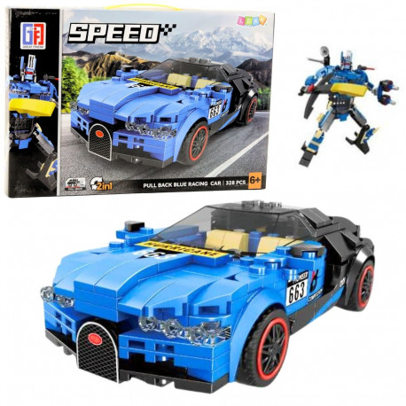 Ehitusplokid robot-auto 2-ühes Hurricane 328el., sinine
