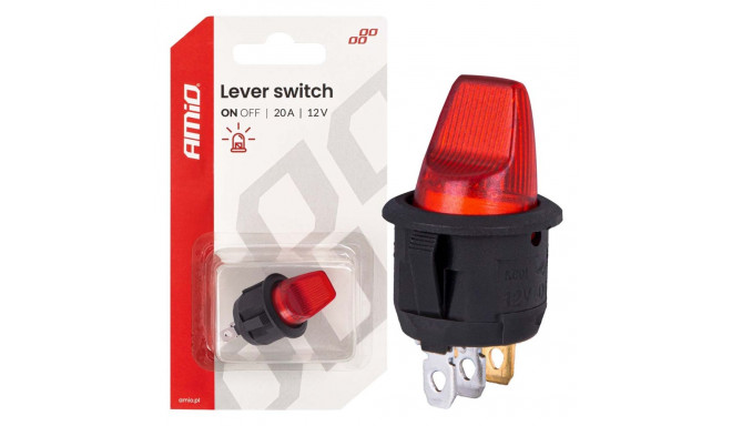 Włącznik dźwigniowy z czerwonym podświetleniem 20a 12v amio-04438