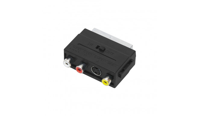 2568# scart-pistik – 3 rca-pesa + svhs-pesa lülitiga jagaja (10 tk.)