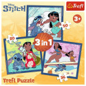 Puzzla 3w1 – aeg Stitchiga Lilo ja Stitch Trefl 34896