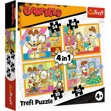 Puzzle - 4 ühes (35, 48, 54, 70) - Garfield armastab lasanjet - Trefl 34673