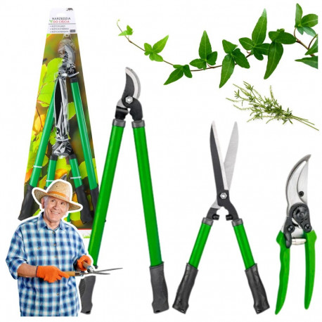 aiatööriistade komplekt oksakääride, hekikäärude ja vutlariga, 3 tk