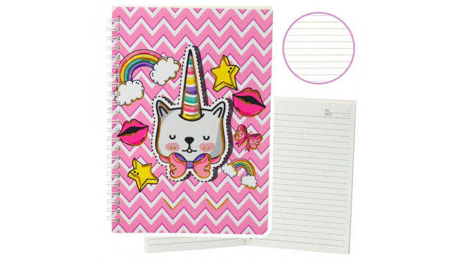 Zeszyt Notatnik W Linie Kot Jednorożec Z Kokardą Różowy A5 60 Kartek