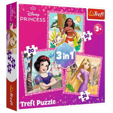 Puzzle - 3in1 (20, 36, 50) - kaunid lilled - Disney Princess - Trefl 34875