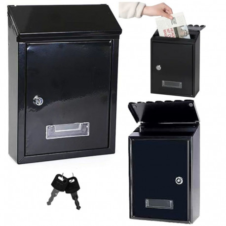 Skrzynka Pocztowa Na Listy Stal Ocynkowana Czarna 26,5x18,5x6,5cm