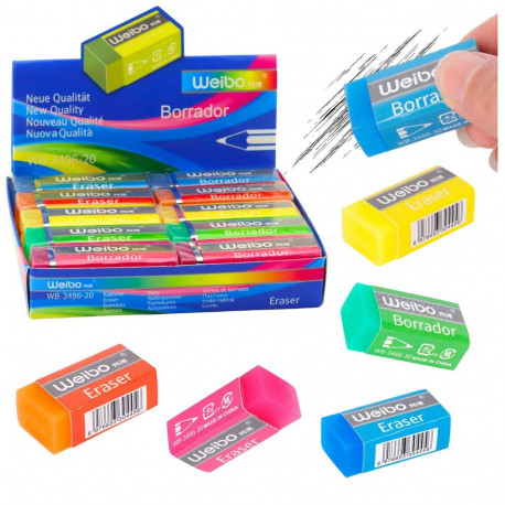 värviline kustutuskumm WB-3486-20 6cm mix