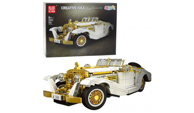 konstruktorauto vintage klassik K500 valge-kuldne 952 tk