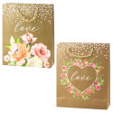Torba Prezentowa Napis Love Kwiaty Brokat 32 x 26 x 10 cm Torba Prezentowa Napis Love Kwiaty Brokat 32 x 26 x 10 cm