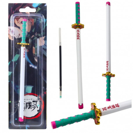 metallist katana mõõk anime pastapliiats must tint vahetatav südamik türkiis