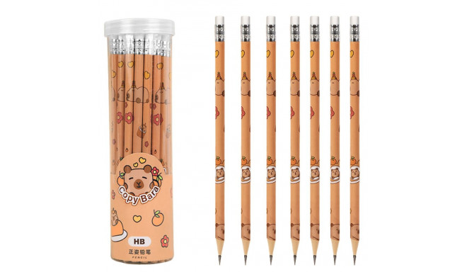 Zestaw Ołówki Grafitowe HB Z Gumką Kapibara W Tubie 30szt.