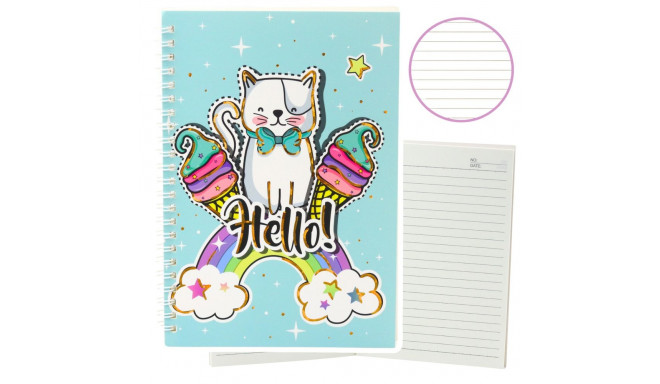 Zeszyt Notatnik W Linie Kot Jednorożec Lody Tęcza Turkusowy A5 60 Kartek